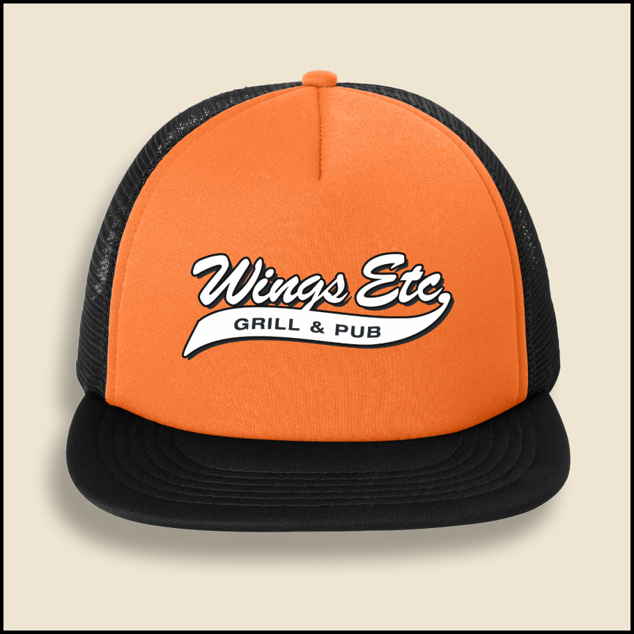 Neon Orange DTF Swoosh Trucker Hat
